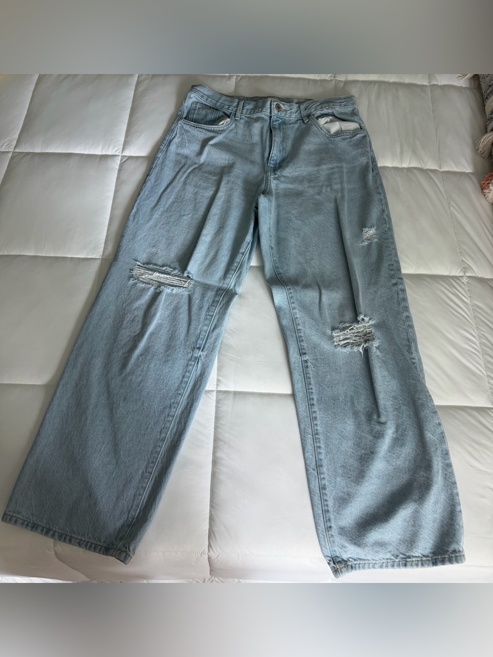 Mango Light Blue Denim Jeans with Contrast Stitching